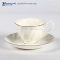 Pure White Logo Customized Fine Ceramic Bone China Coffee Cup And Saucer